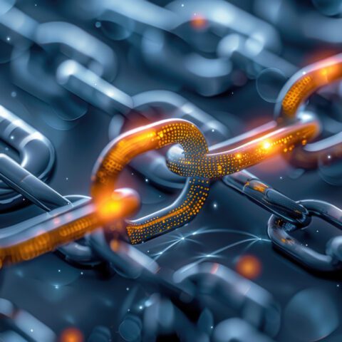 Managed Print Services shield secures chain link, illustrating defence against supply chain chaos. Maximise efficiency.